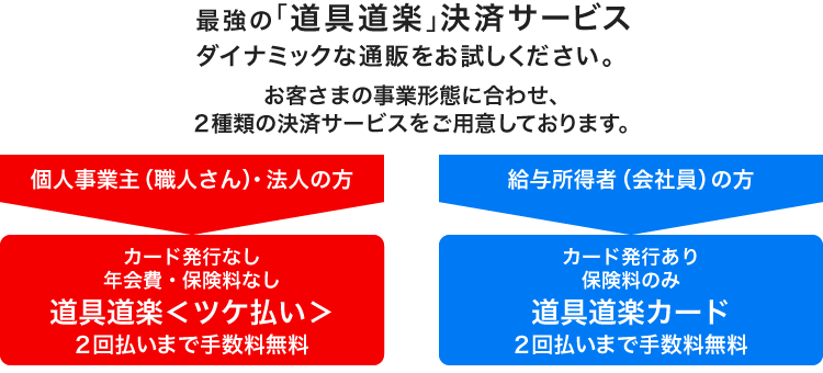 道具道楽決済サービスのダイナミックな通販