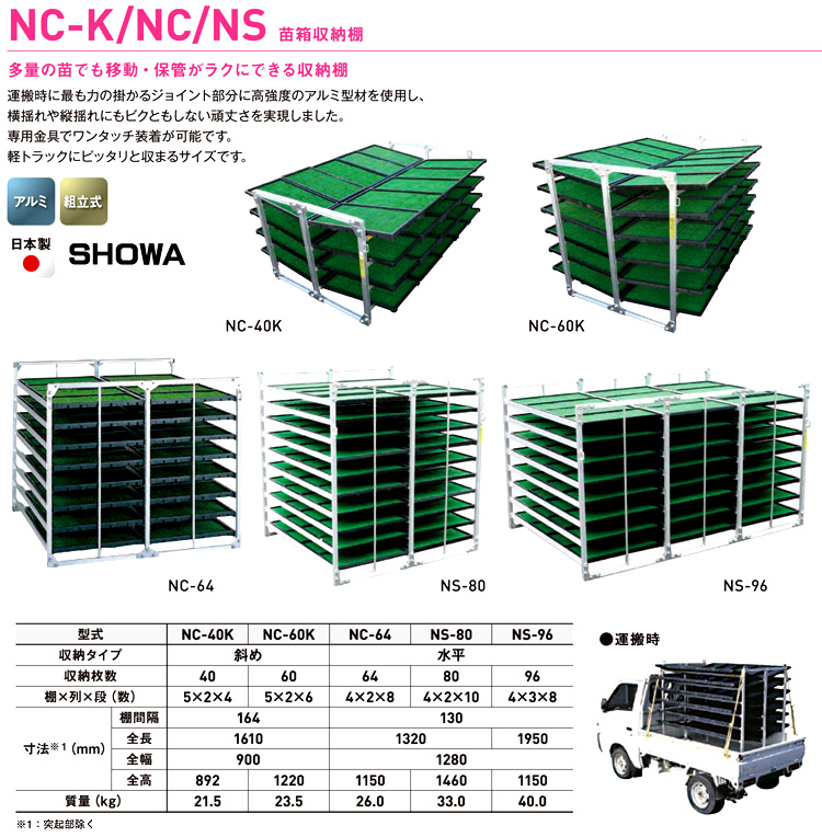アルインコ 苗箱収納棚 NC-64 / アルミパレット / 現場機材 荷役