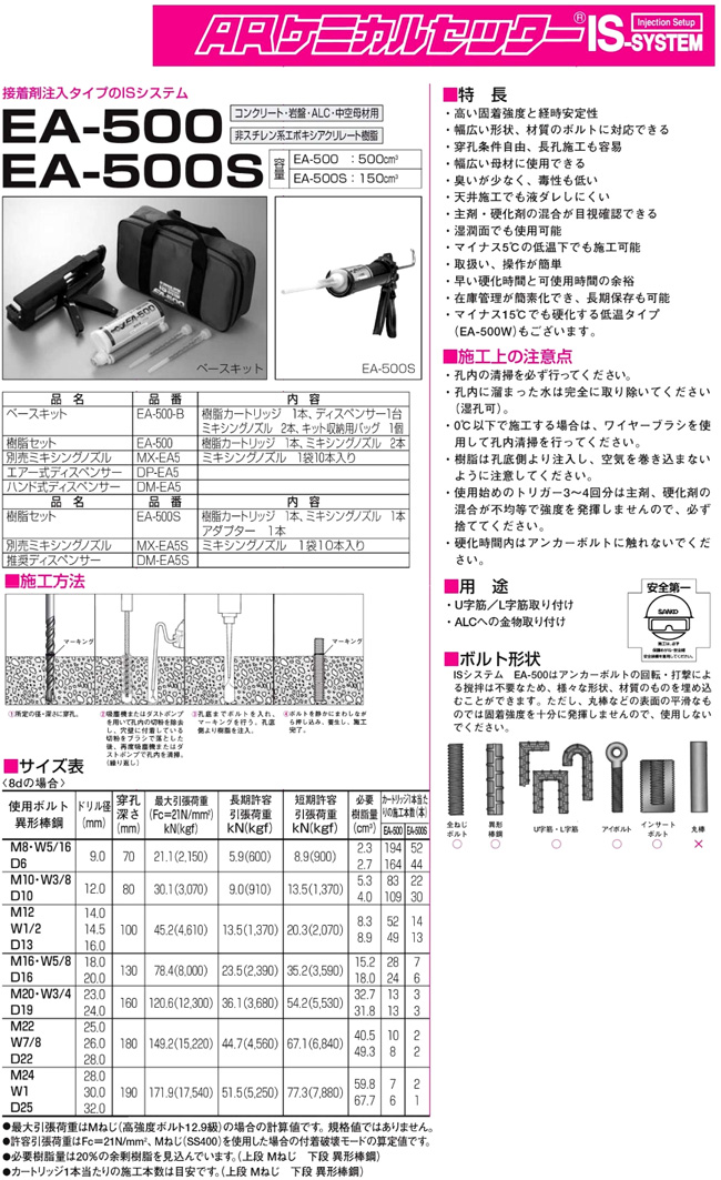 旭化成 ARケミカルセッターISシステムEA EA-500-B / アンカー・プラグ / ビス 釘 ステープル | 電動工具の道具道楽