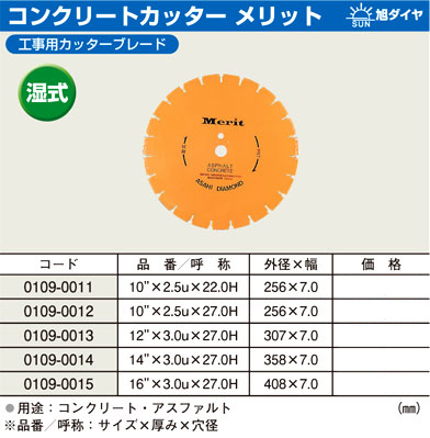 旭ダイアモンド工業 湿式コンクリートカッターメリット 0109-0013