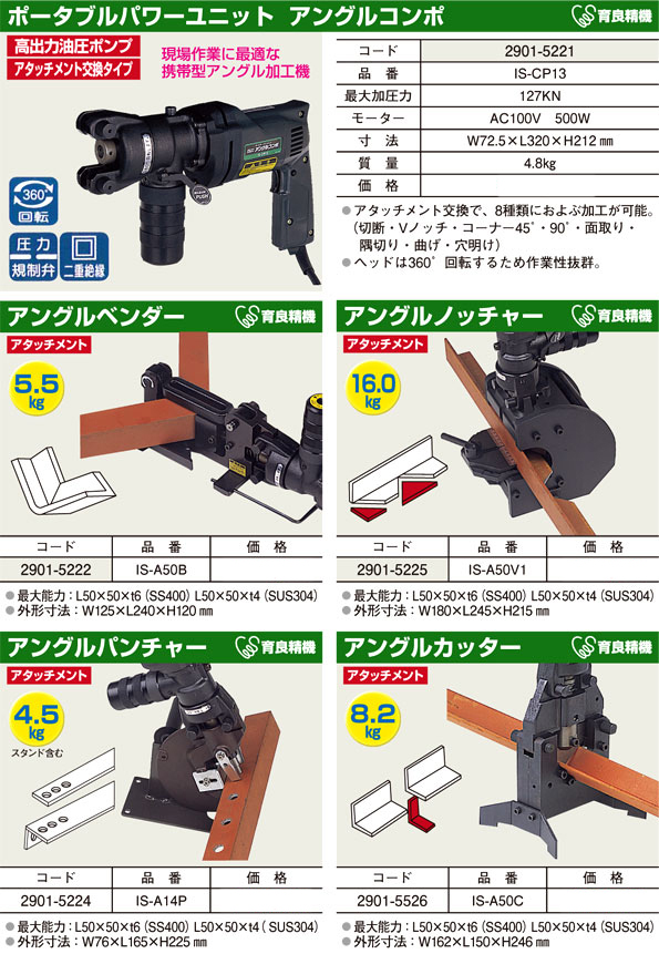 育良精機 アングルノッチャー IS-A50VI / パンチャー・圧着機 / 電動