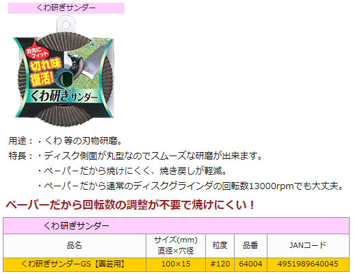 くわ研ぎサンダーGS