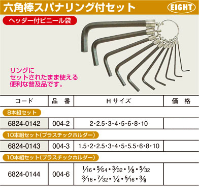 六角棒スパナリング付セット