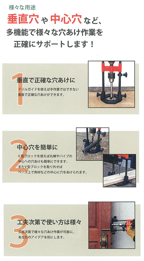 神沢鉄工 ドリルガイドDX（10mmチャック付） K-802 / ドリルスタンド