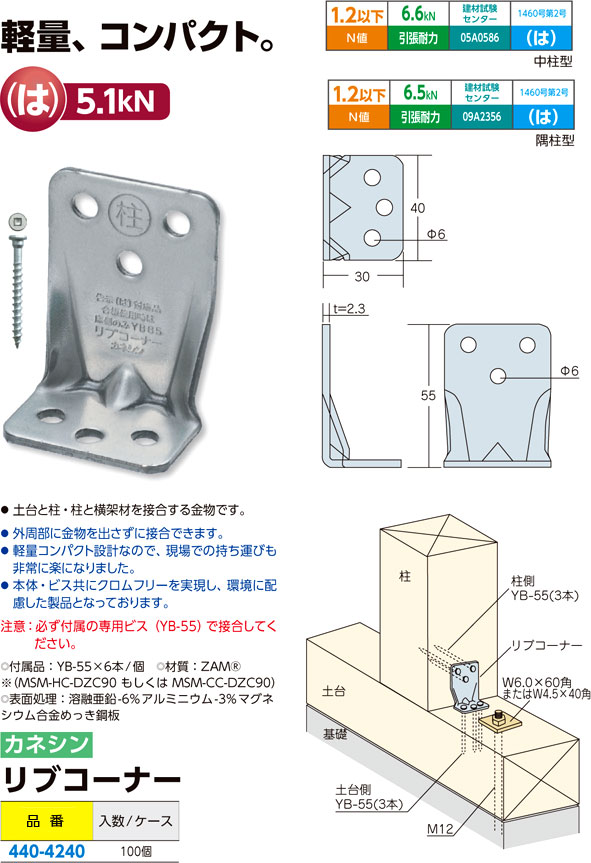 カナイ 建材 金物 背割れニート3#四角ビス止め - 1