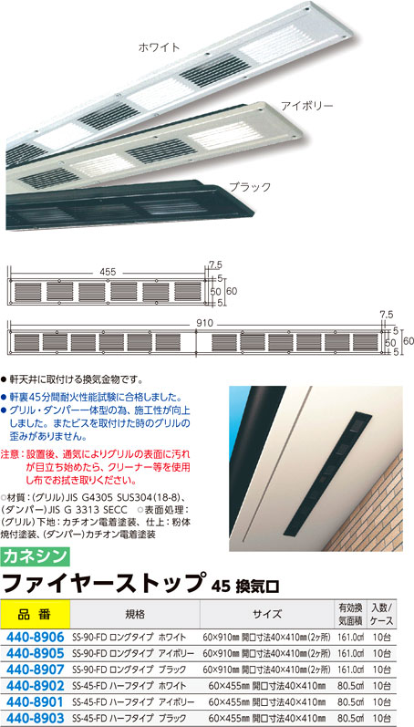 正式的 工具屋 まいど カネシン 軒裏換気口“Wタイプ”アイボリー 12台入 ダンパー付 LN-225W-FD