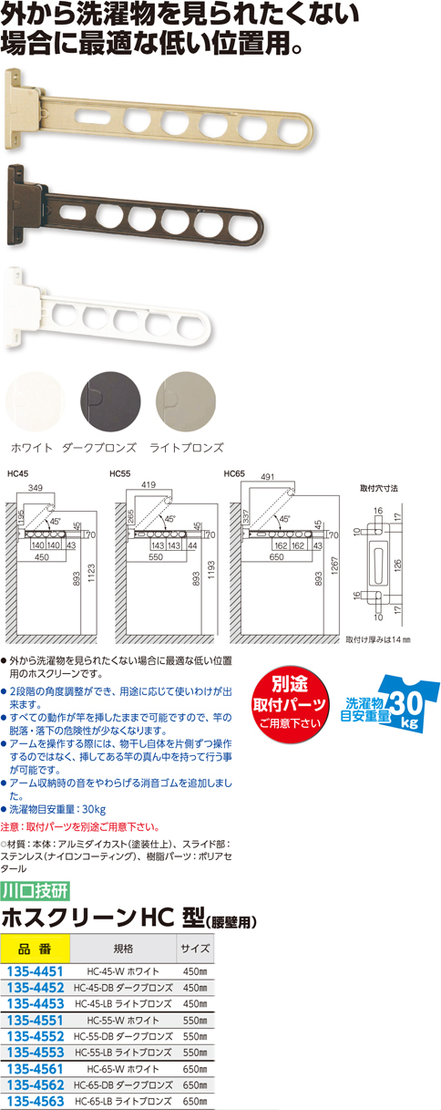 ホスクリーンHC型（腰壁用）