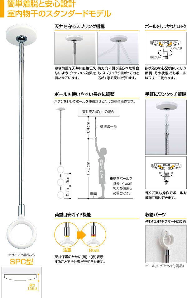 川口技研 室内用ホスクリーンSPC型 SPC-W / 室内用物干 / 建築内装資材