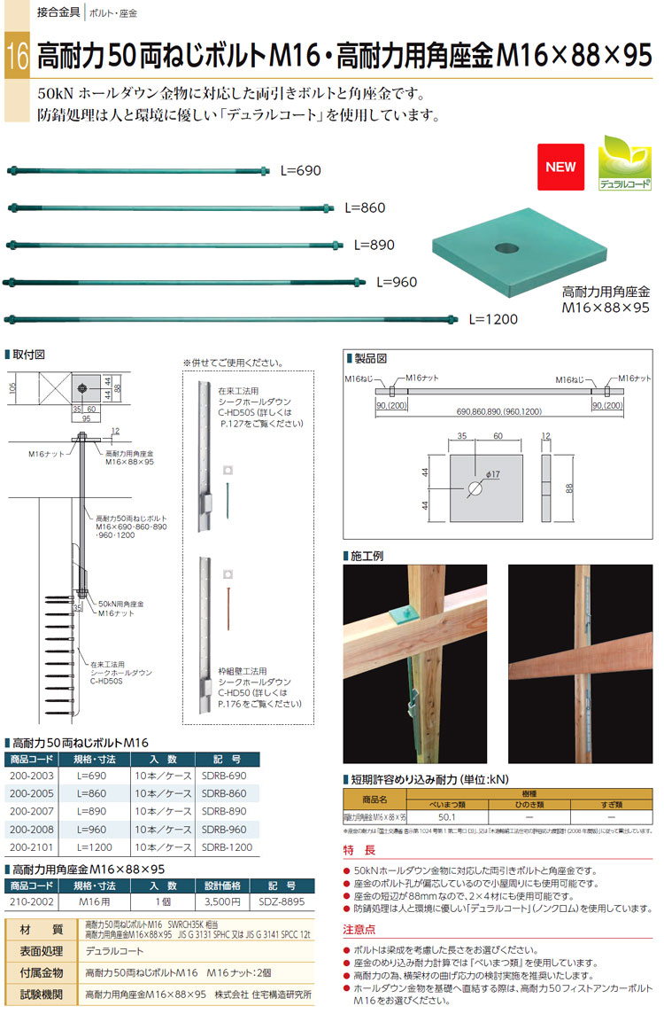 超格安一点 建築金物M16ネジボルト