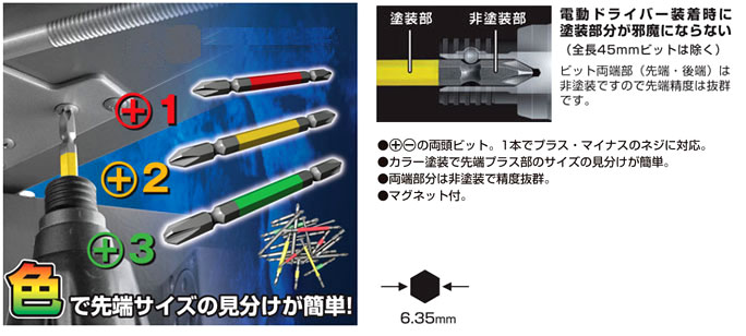 カラービットプラスマイナス両頭