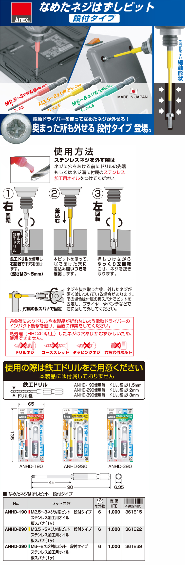 なめたネジはずしビット段付タイプ