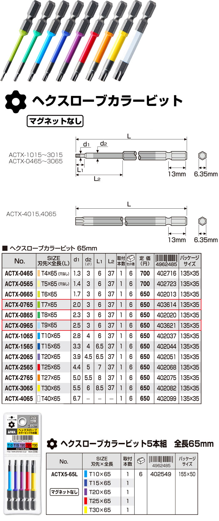 ヘクスローブカラービット