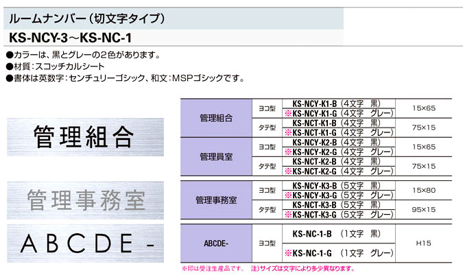 ルームナンバー（切文字タイプ）