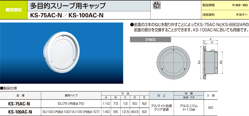 アルミ多目的スリーブ用キャップ