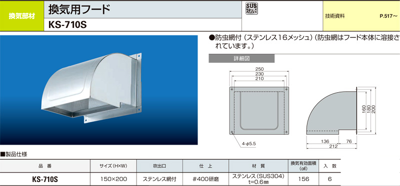 ステンレス換気用フード