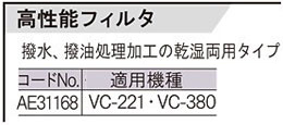 VC-221/380用高性能フィルタ（乾湿両用）