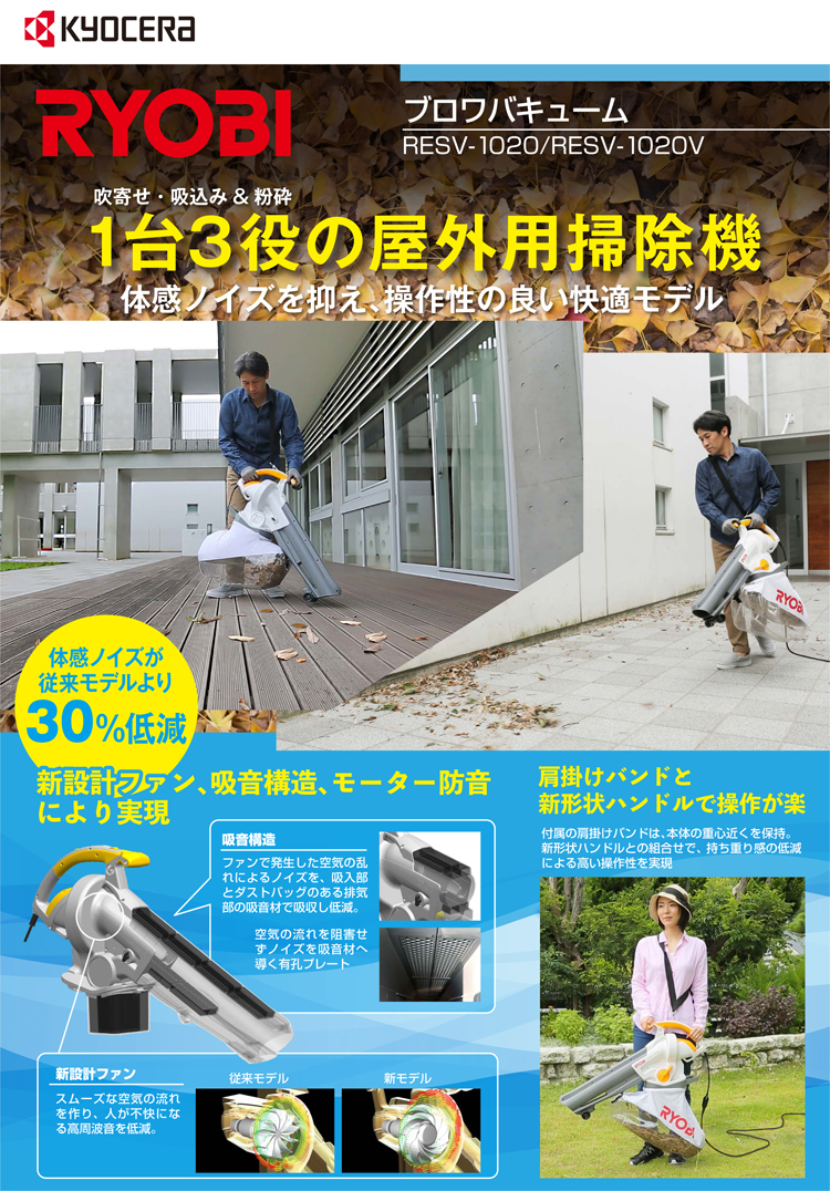 ブロアバキューム 粉砕機能 RESV-1010 RYOBI リョービ 先端ローラー 最高級のスーパー 先端ローラー