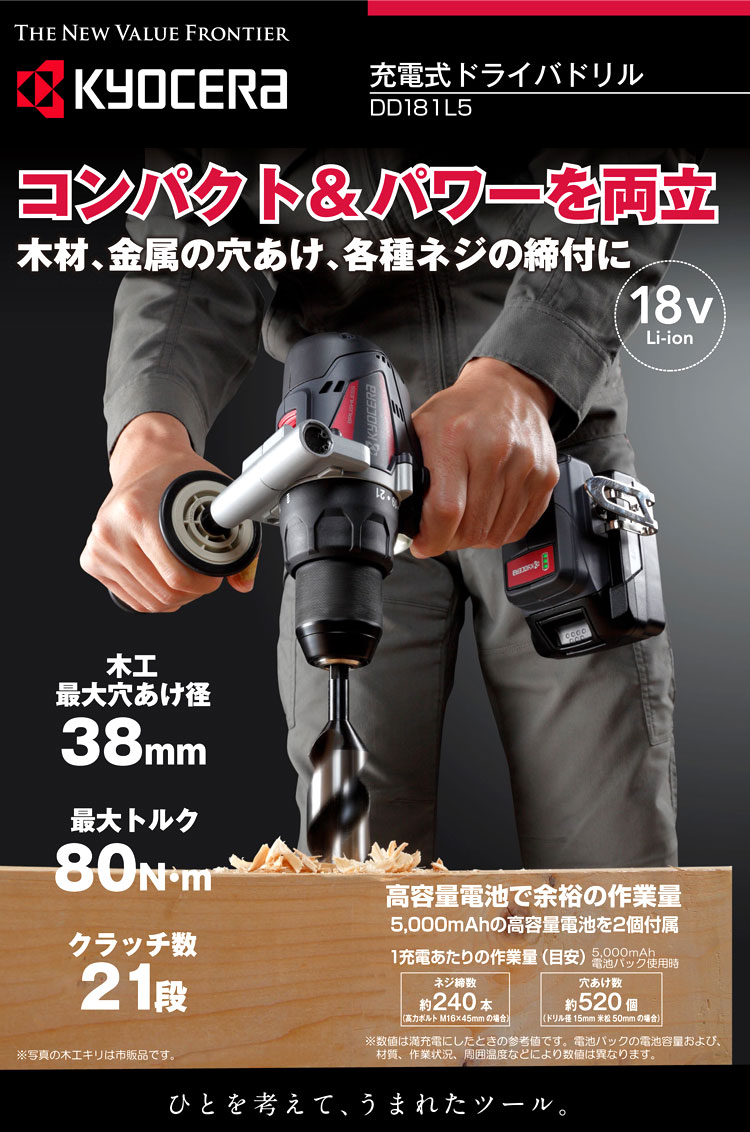 18V【5.0Ah電池付】充電式ドライバドリル
