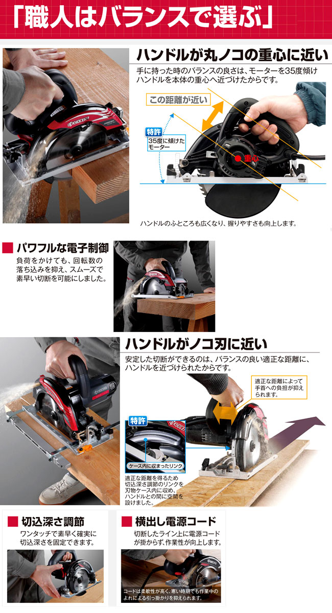 147mm深切り電子丸のこ（メッキ定盤タイプ）