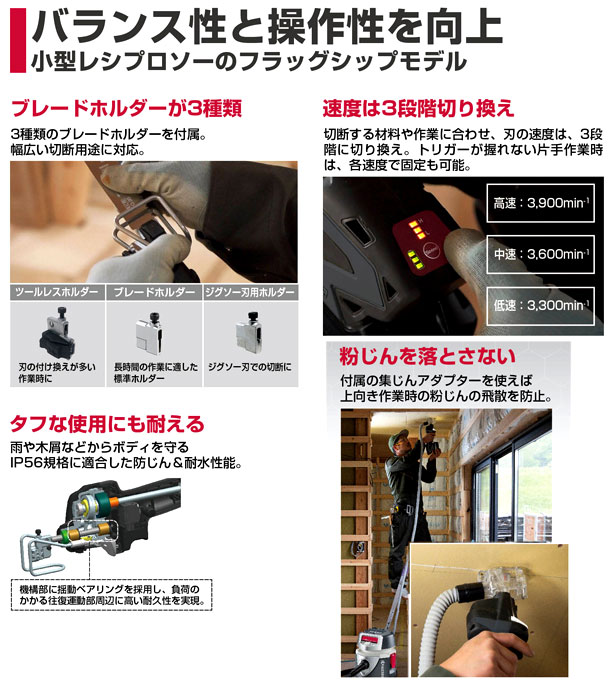18V【6.0Ah電池付】充電式小型レシプロソー