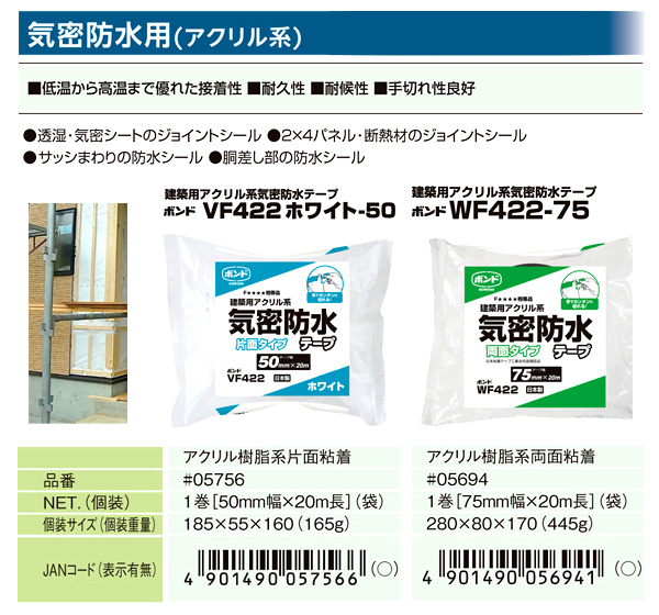 ボンド建築用アクリル系気密防水テープ