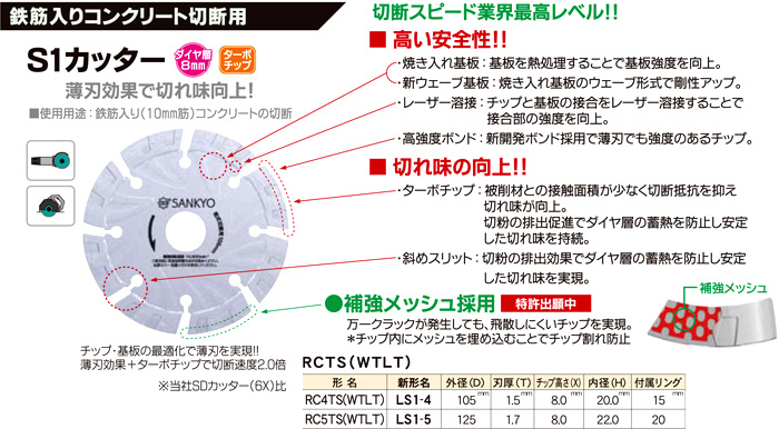 三京ダイヤモンド S1カッター LS1-5 / コンクリート・ALC用 / 電動工具