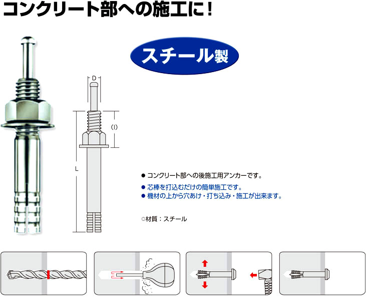 サンコーテクノ オールアンカーｃ スチール製 C 1210 アンカー プラグ ビス 釘 ステープル 電動工具の道具道楽