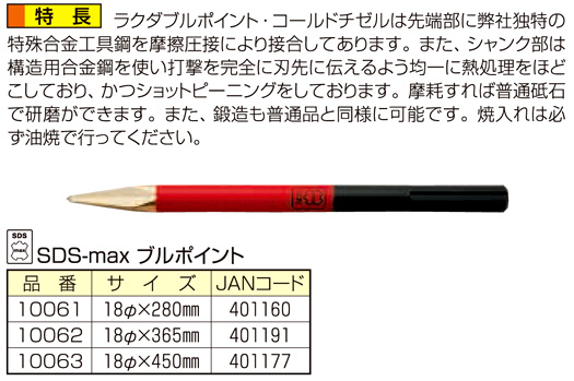 清水製作所 (ラクダ) 〔ラクダ〕SDS-maxブルポイント 10061 / ブル