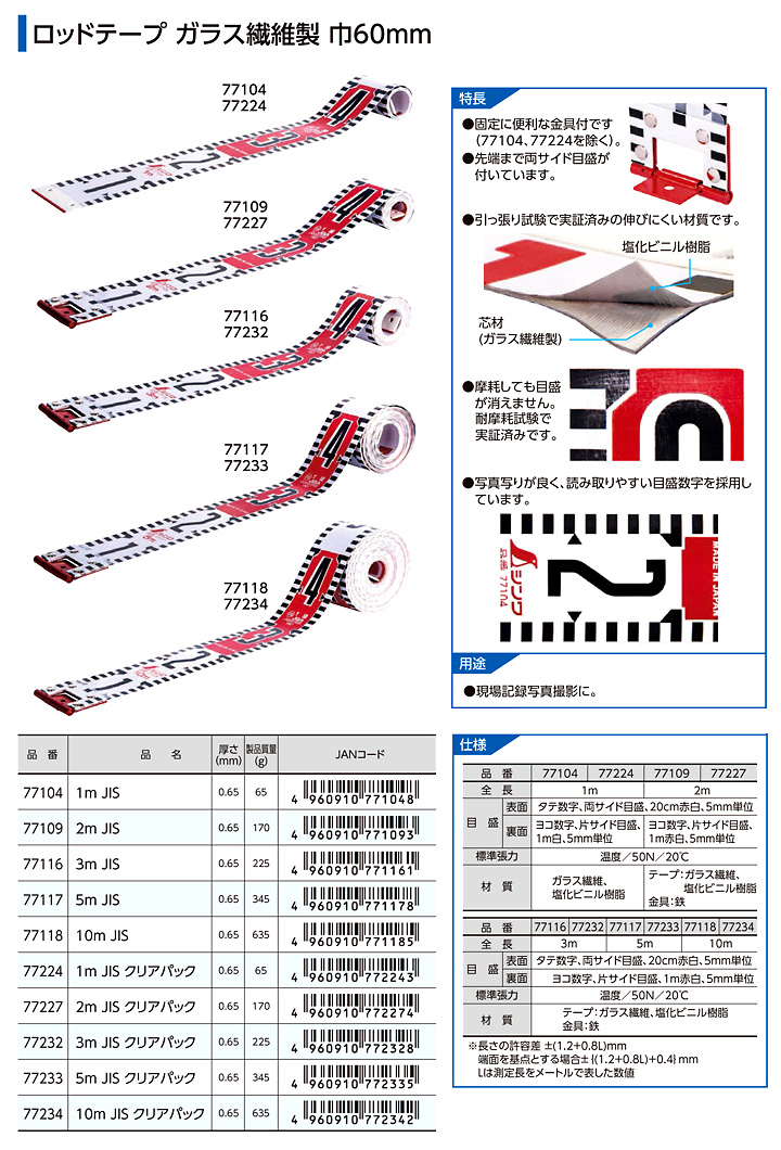 ロッドテープガラス繊維製JIS