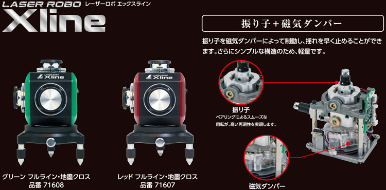 シンワ ◇〔振り子+磁気制動〕レーザーロボXlineフルライン・地墨