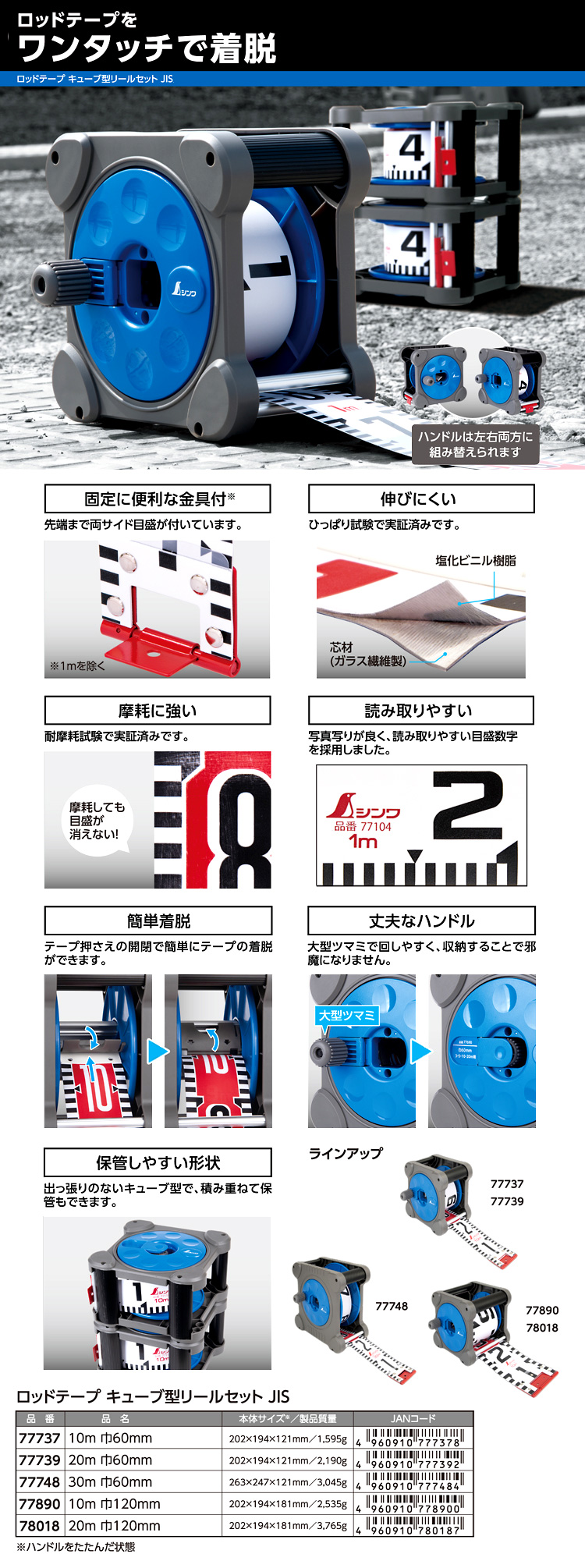 ロッドテープキューブ型リールセットJIS