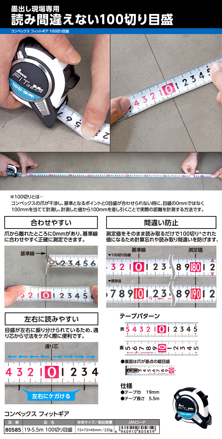 コンベックスフィットギア(100切り目盛)