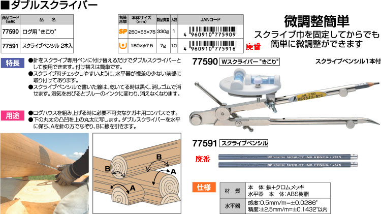 シンワ ダブルスクライバーログ用『きこり』 77590 / ログ シンワ ダブルスクライバーログ用『きこり』 77590 / ログ