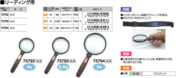 リーディング用ルーペA-3プラスチック