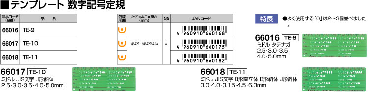 テンプレート数字記号定規ＴE-9