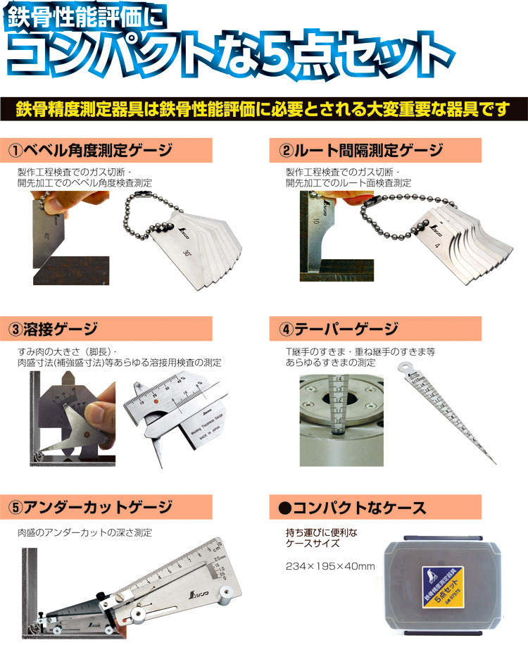 シンワ 鉄骨精度測定器具セット 97794 / 建築ゲージ / 計測 測定 検査