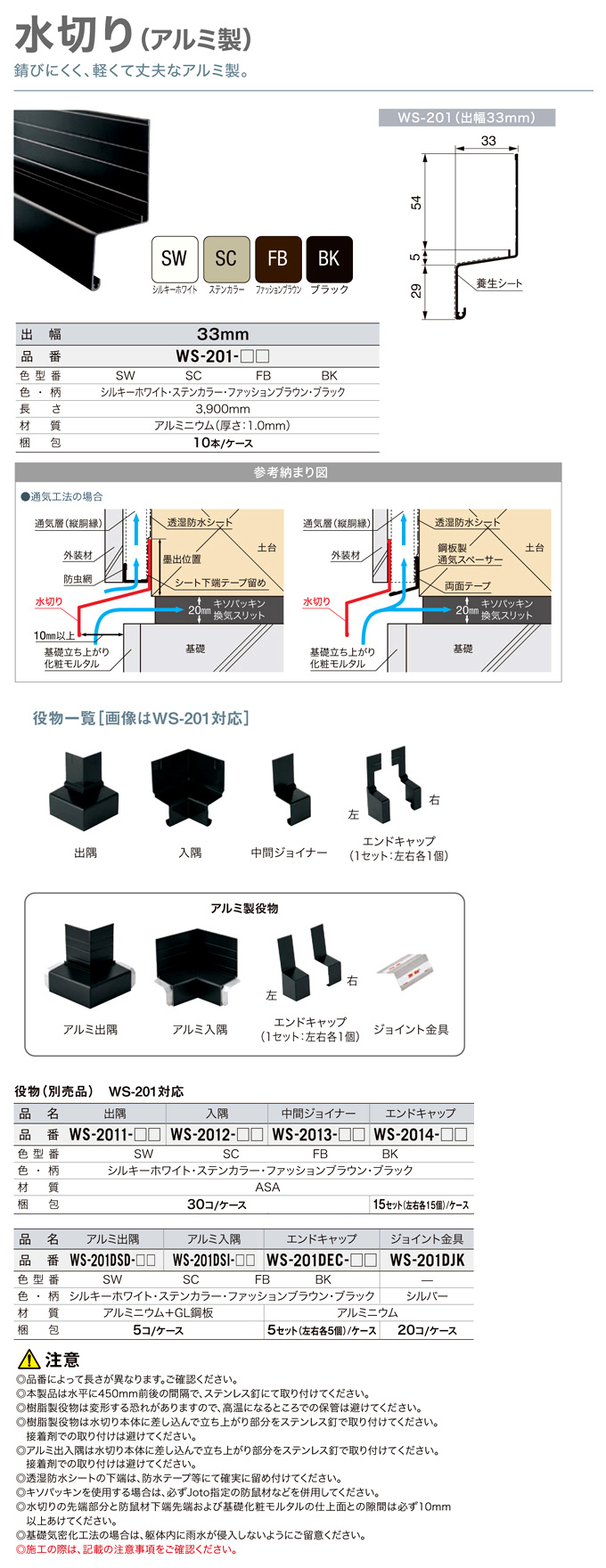 全ての JOTO 防鼠付水切り中間ジョイナー 樹脂製 ブラック WKA-2203-BK 30個