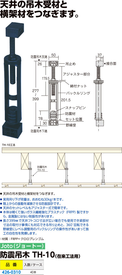 JOTO 城東テクノ 防震吊木 TH-10(在来工法)(40入1ケース) - 3