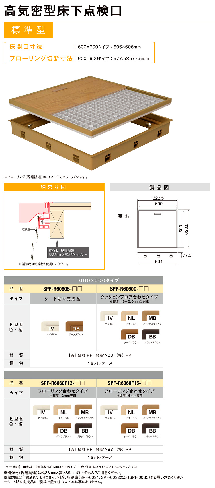 城東テクノ（Ｊｏｔｏ）［SPF-R60C-BL3-NL］ 高気密型床下点検口（寒冷地高断熱型）　６００×６０ ポイント5倍 - 3