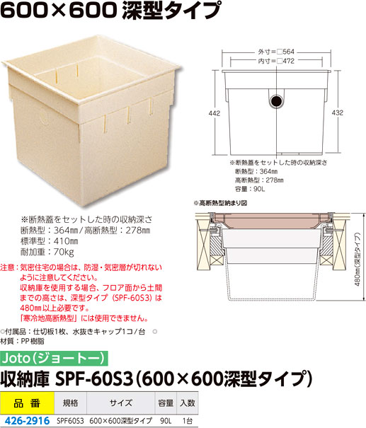 床下点検口用収納庫(600×600タイプ深型)