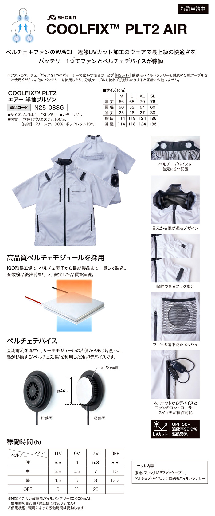 クールフィックスPLT2エアー半袖ブルゾン(一式セット)