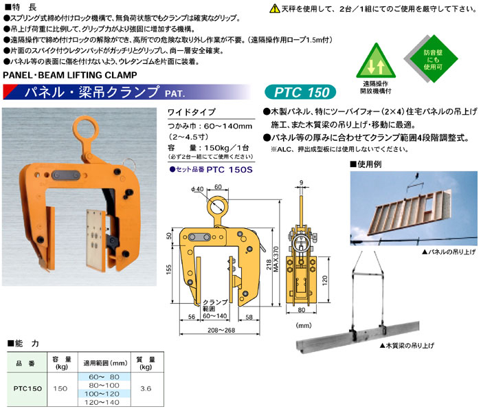 スーパーツール パネル・梁吊クランプ PTC150 / 吊クランプ / 現場機材 