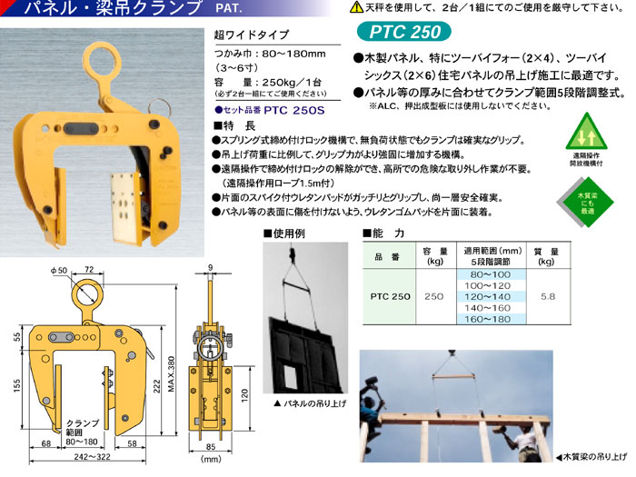 販売しています スーパーツール/SUPER TOOL パネル・梁吊 天秤セット PTC250S(1041134) JAN：49675211165  その他