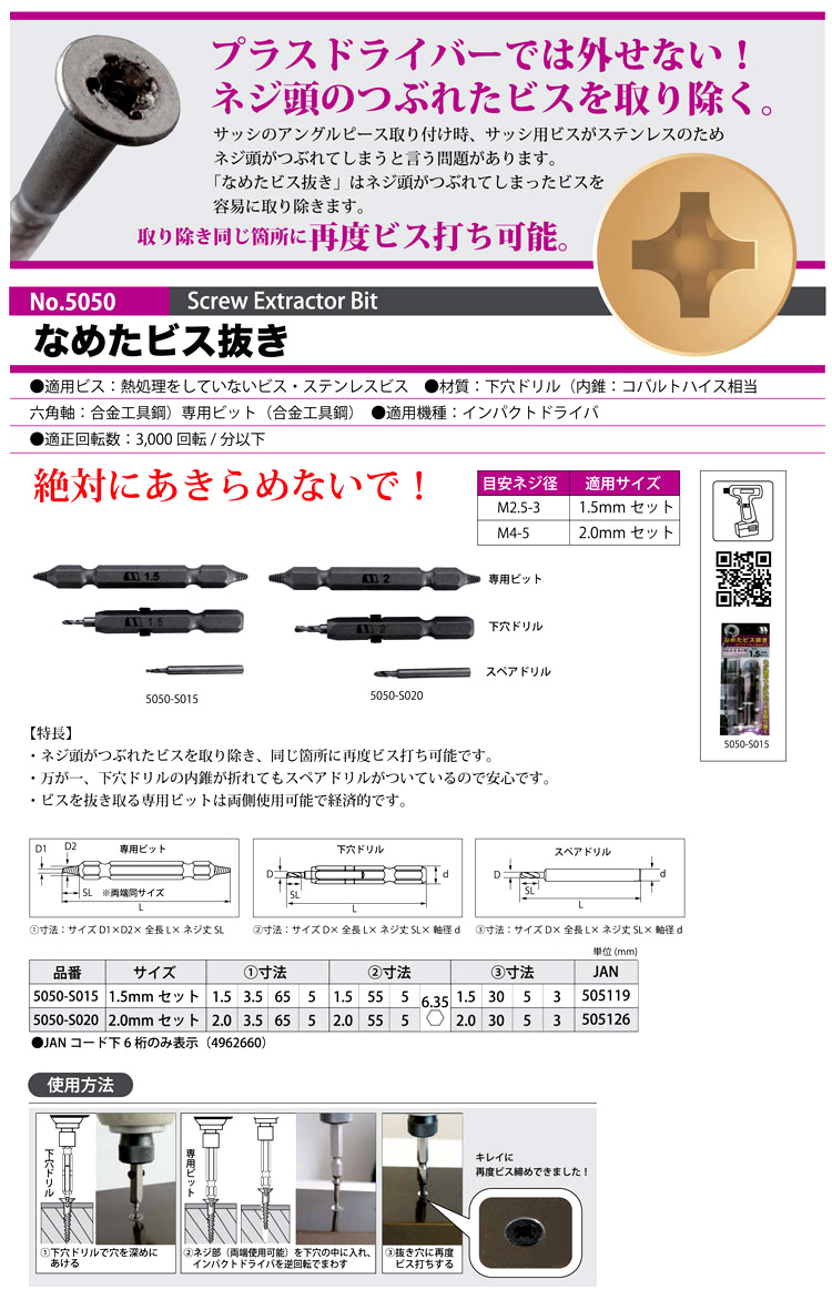 No.5050　なめたビス抜き