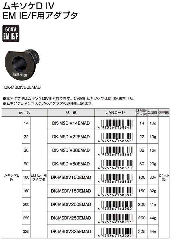 タジマムキソケＤ ＩＶ〔EM IE/F用アダプタ〕