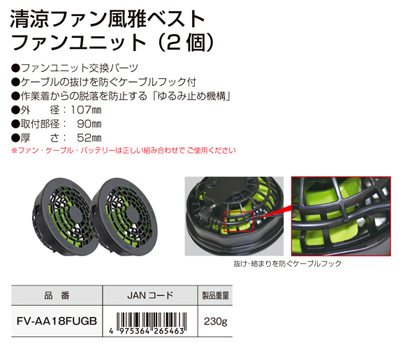 清涼ファン「風雅ベスト」用ファンユニット