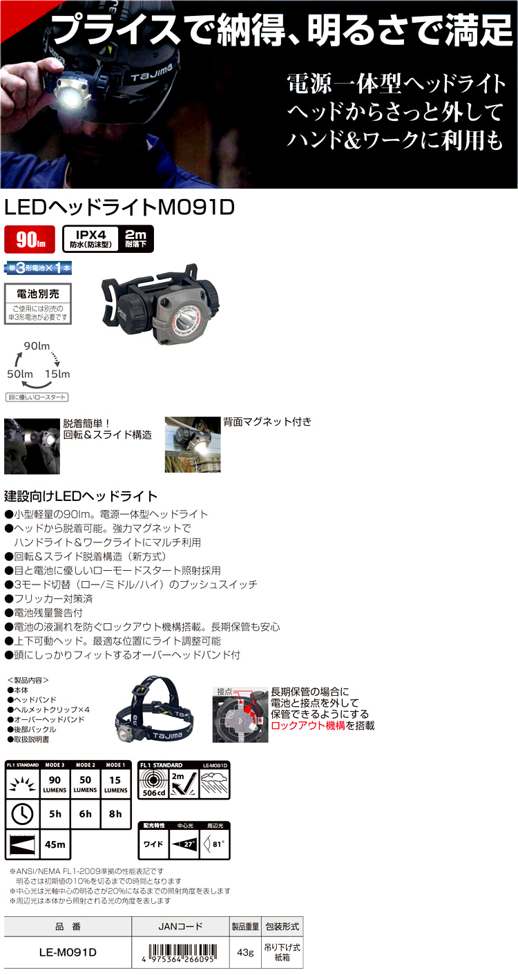 LEDヘッドライトMD(内蔵乾電池)