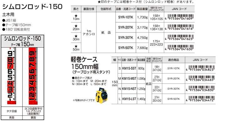 ギフト】 工具ランドショップタジマ シムロンロッド−１５０ 長さ５０ｍ １ｍアカシロ仕様 紙箱 1個 品番