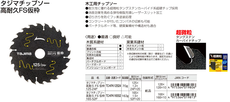 タジマチップソー高耐久FS仮枠