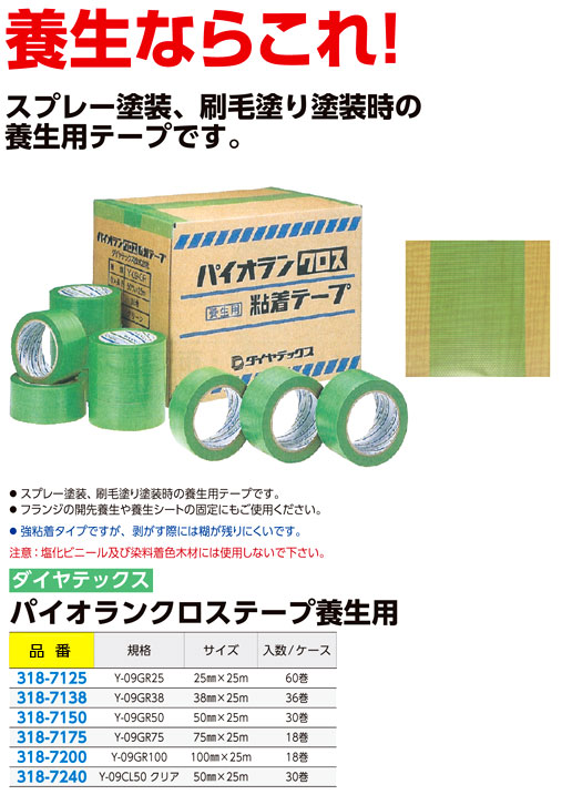 ☆大人気商品☆ 送料無料 ダイヤテックス パイオランクロス 塗装養生テープ Y-09-GR 50mm×25m 1箱 30巻 パイオランテープ 